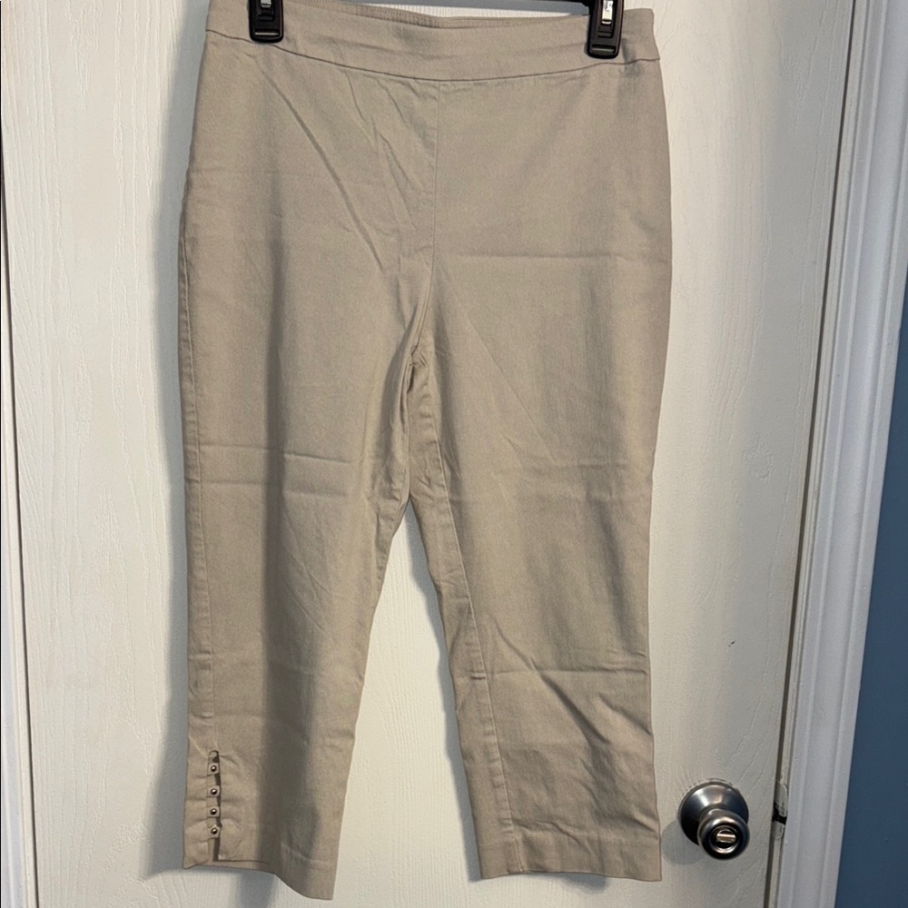 Counterparts Light Tan Capris with Button Accents